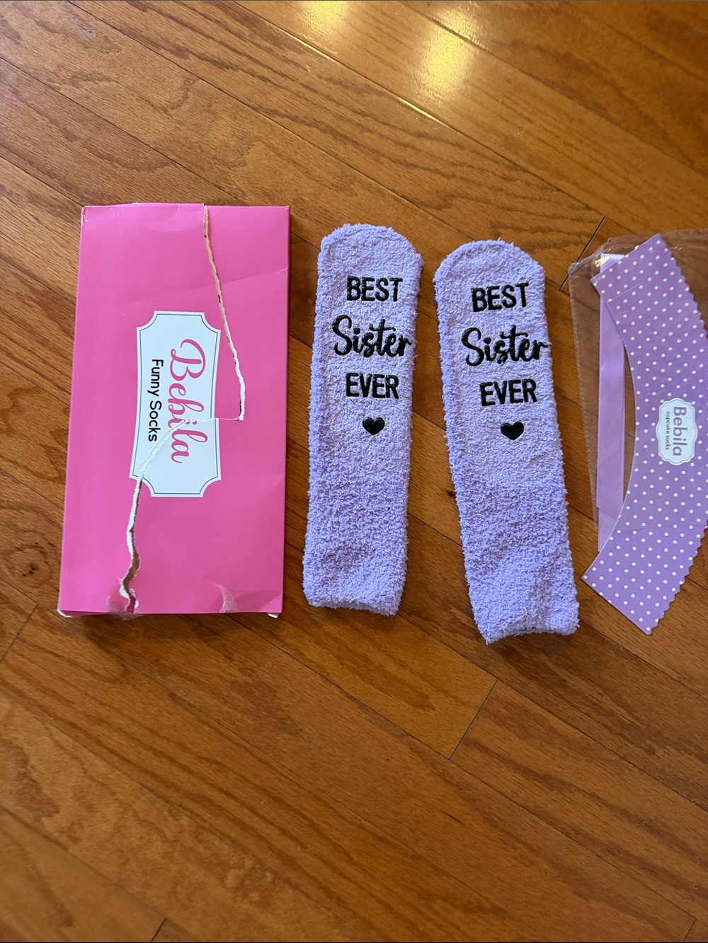Bila Lavender 'Best Sister Ever' Plush Socks - Twin Pack